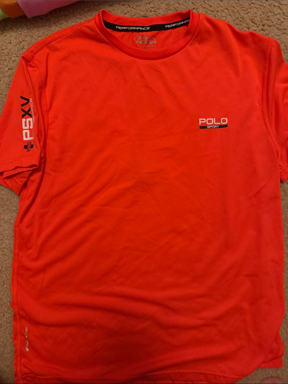 Polo Sport by Ralph Lauren Men’s Performance Crew Tee in Bright Orange